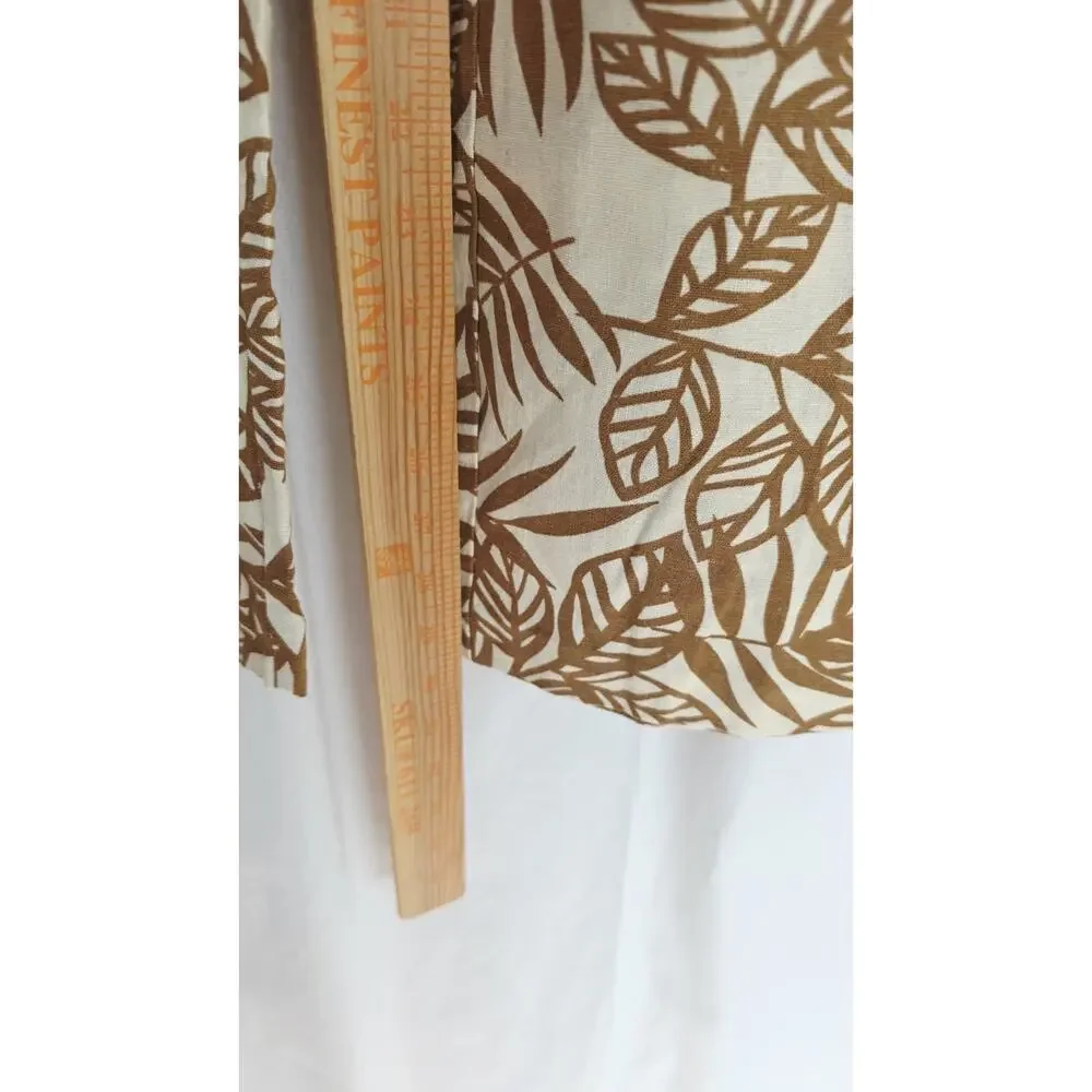 House Of Harlow‎ Linen Pant Natural Size 10 Wide-Leg Coastal Pockets Tan Beige